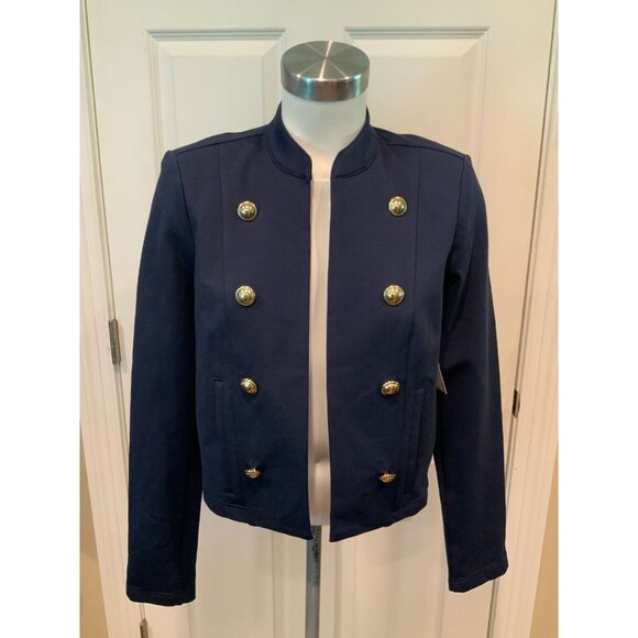Michael Kors Midnight Blue Military Style Jacket Gold Buttons, Size S NWT! $225 - Picture 1 of 6